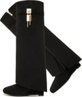 Fold Over Pointy Pull-on Wedge Heel Knee Shark Boot (Style B4F1)