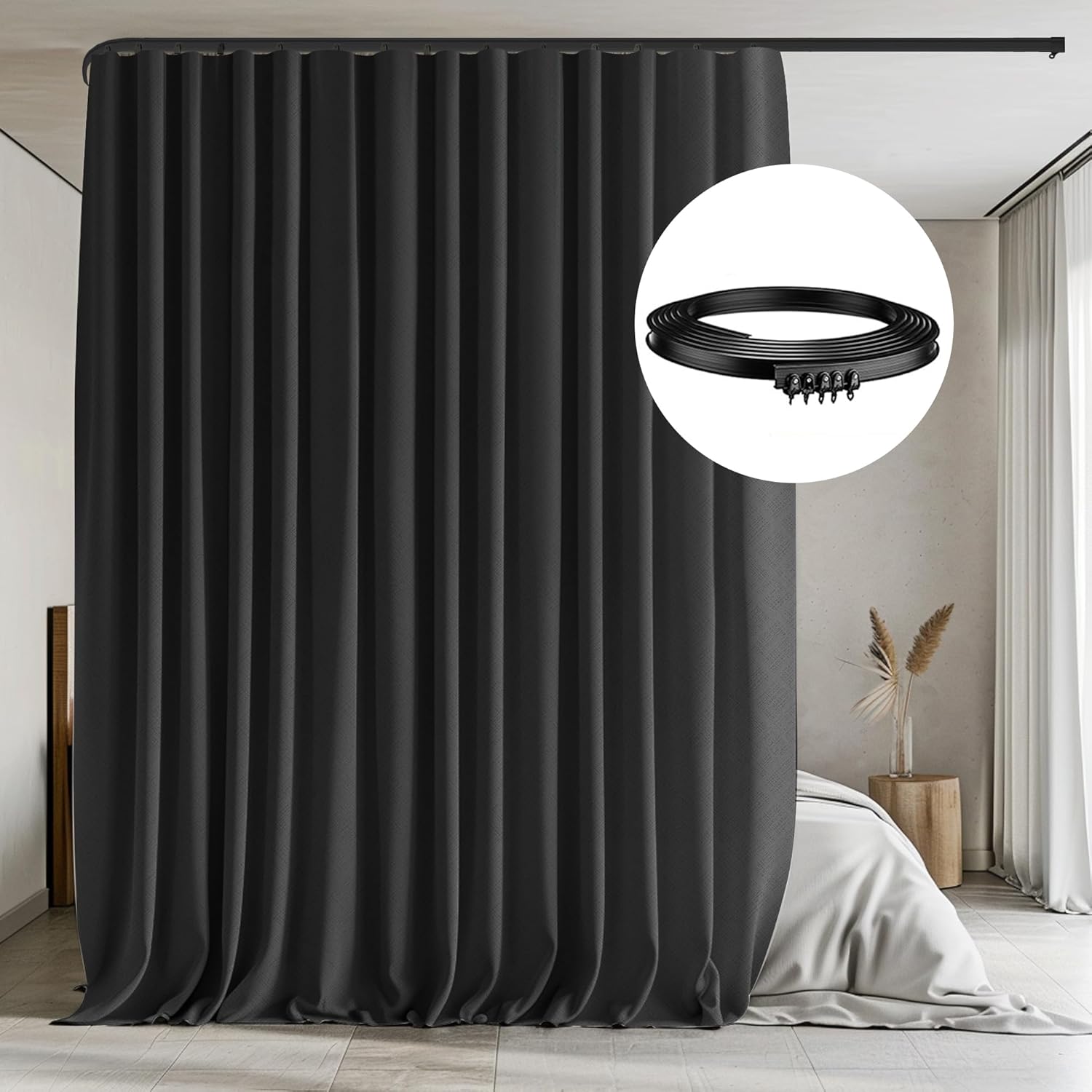 MaKefeile Room Divider Curtains with Flexible Ceiling Tracks