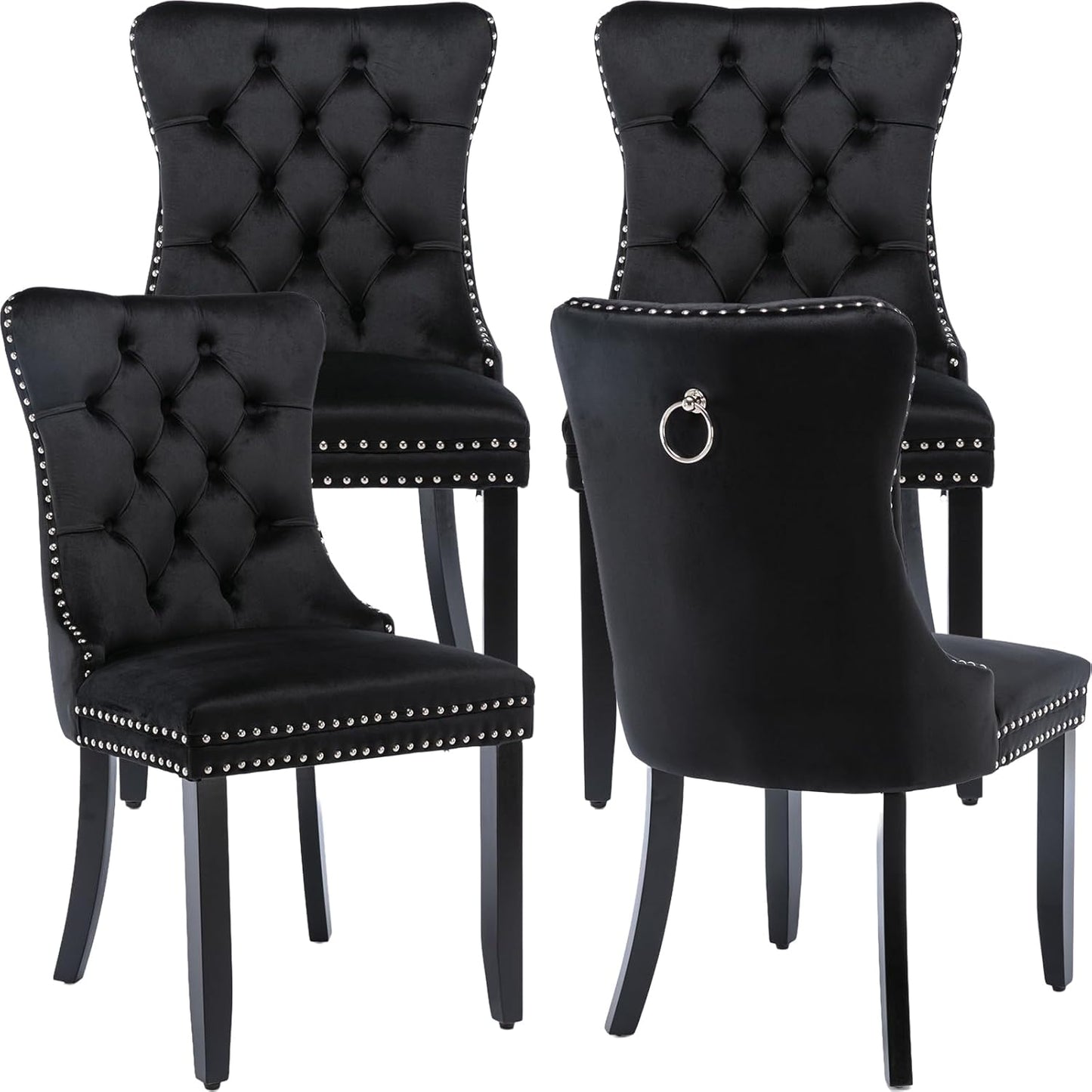 Black Velvet Dining Chairs Set of 4 for Modern Dining Rooms