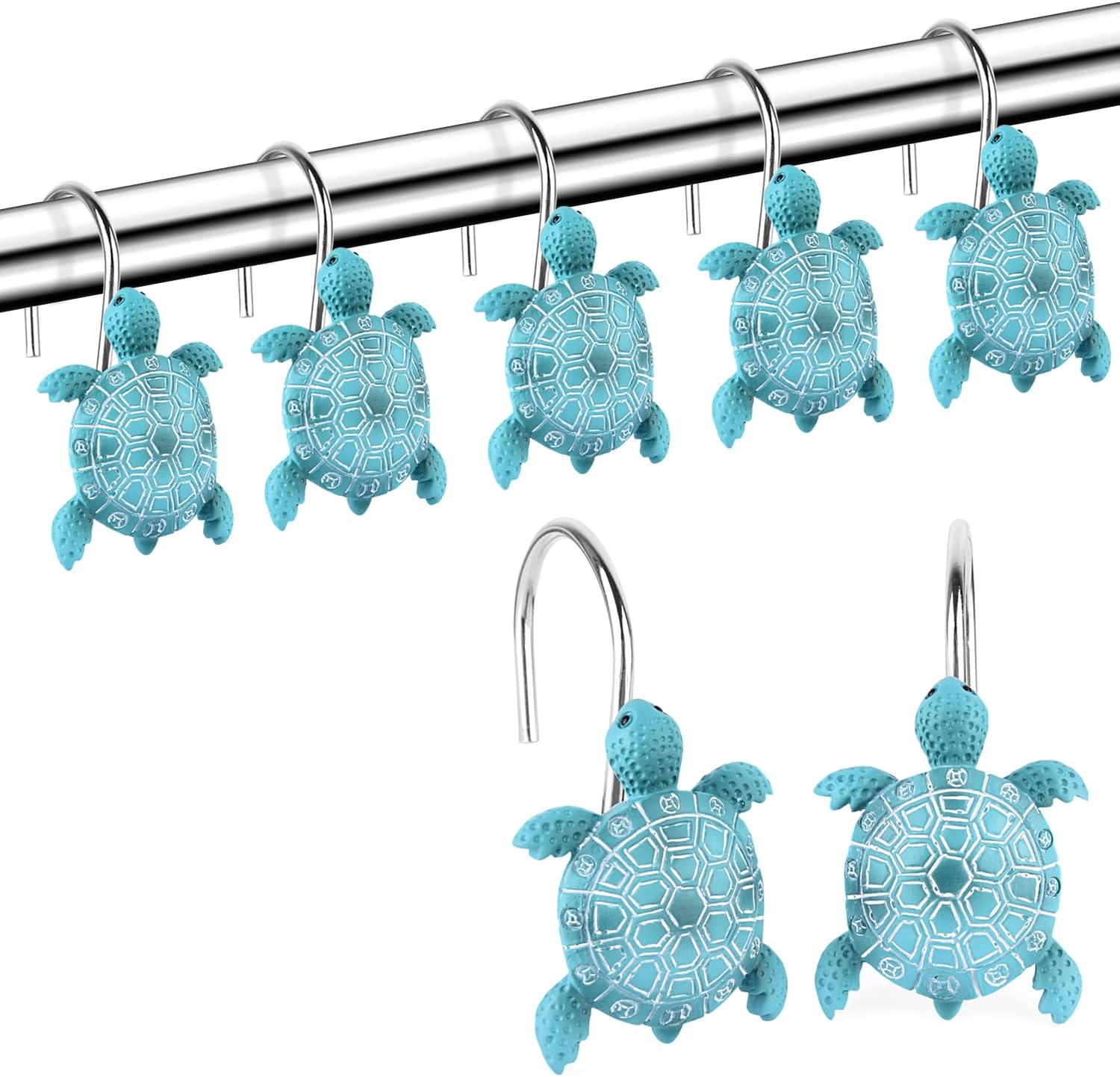 Decorate with Sea Turtles: Metal Shower Curtain Hooks by FINROS