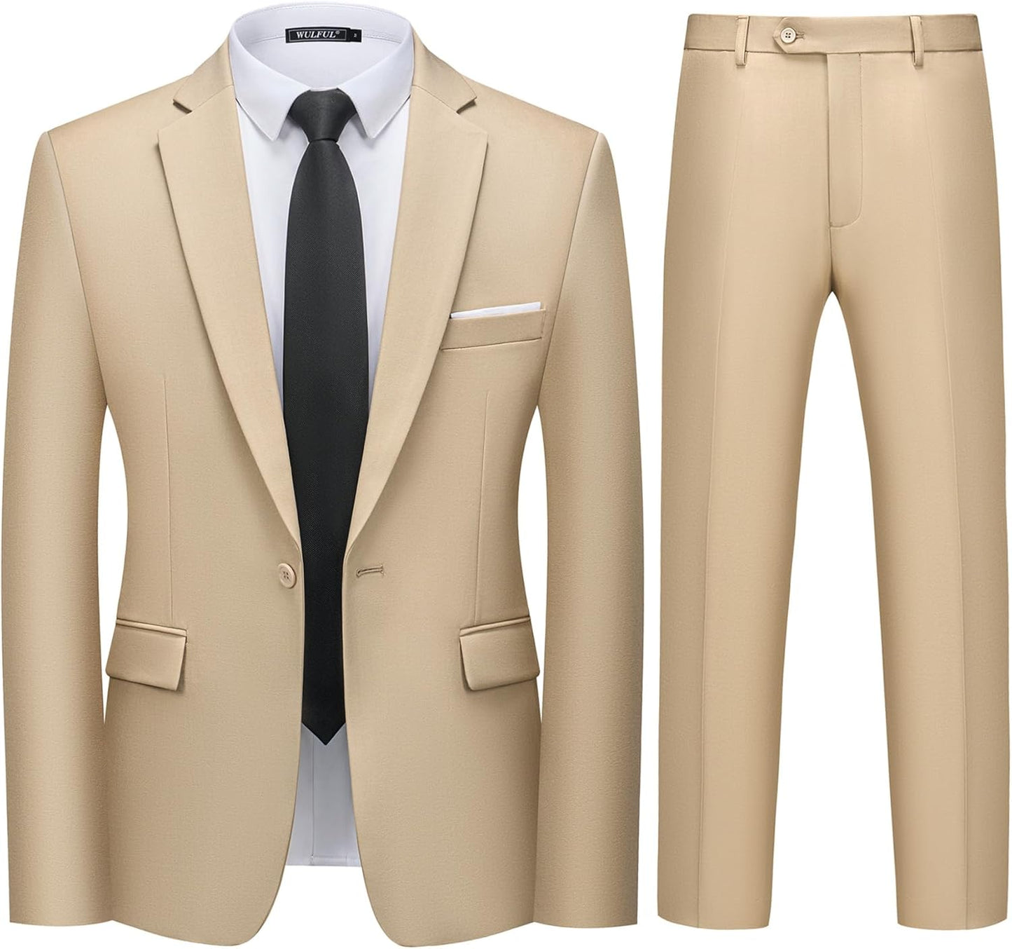 WULFUL Men's Slim Fit Suit Set for Weddings and Business Events