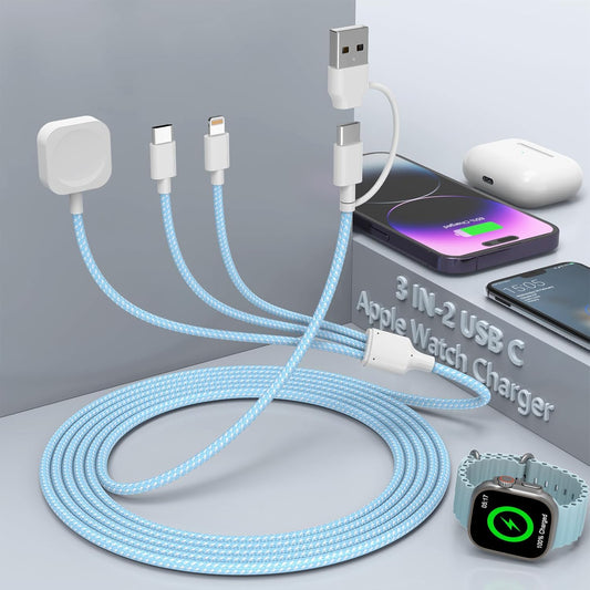 Fast Charging Cable for Apple Watch & iPhone - 3-in-1 Multifunctional Travel Cable