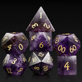 Amethyst DND Dice Set 7 PCS Gemstone Dice - Elegant Gift Case