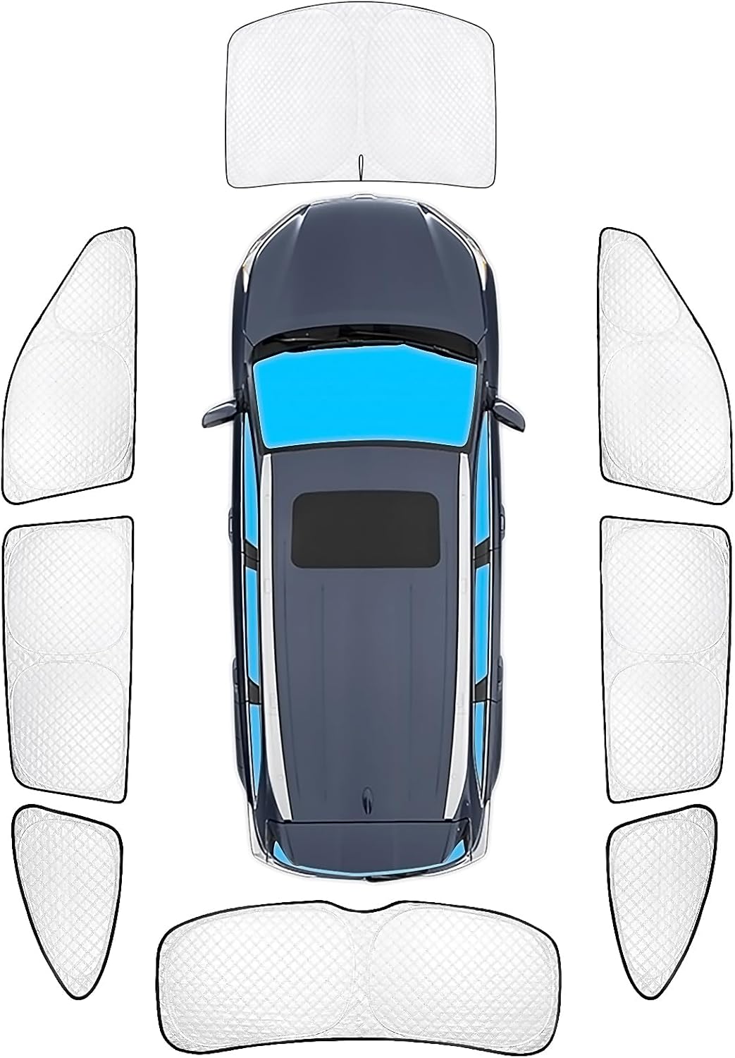 KMF 8pcs Thicken Full Window Sun Shades for Toyota Highlander