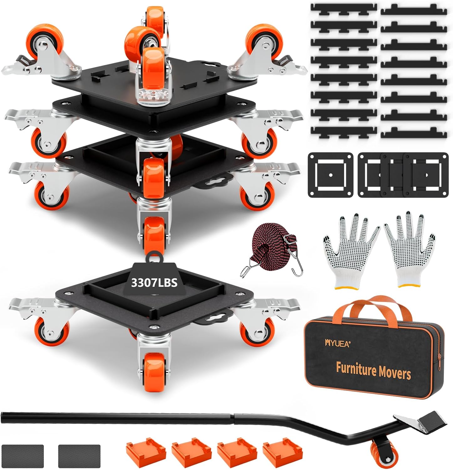 Heavy Duty Furniture Dolly with 5 Wheels and Side Guards