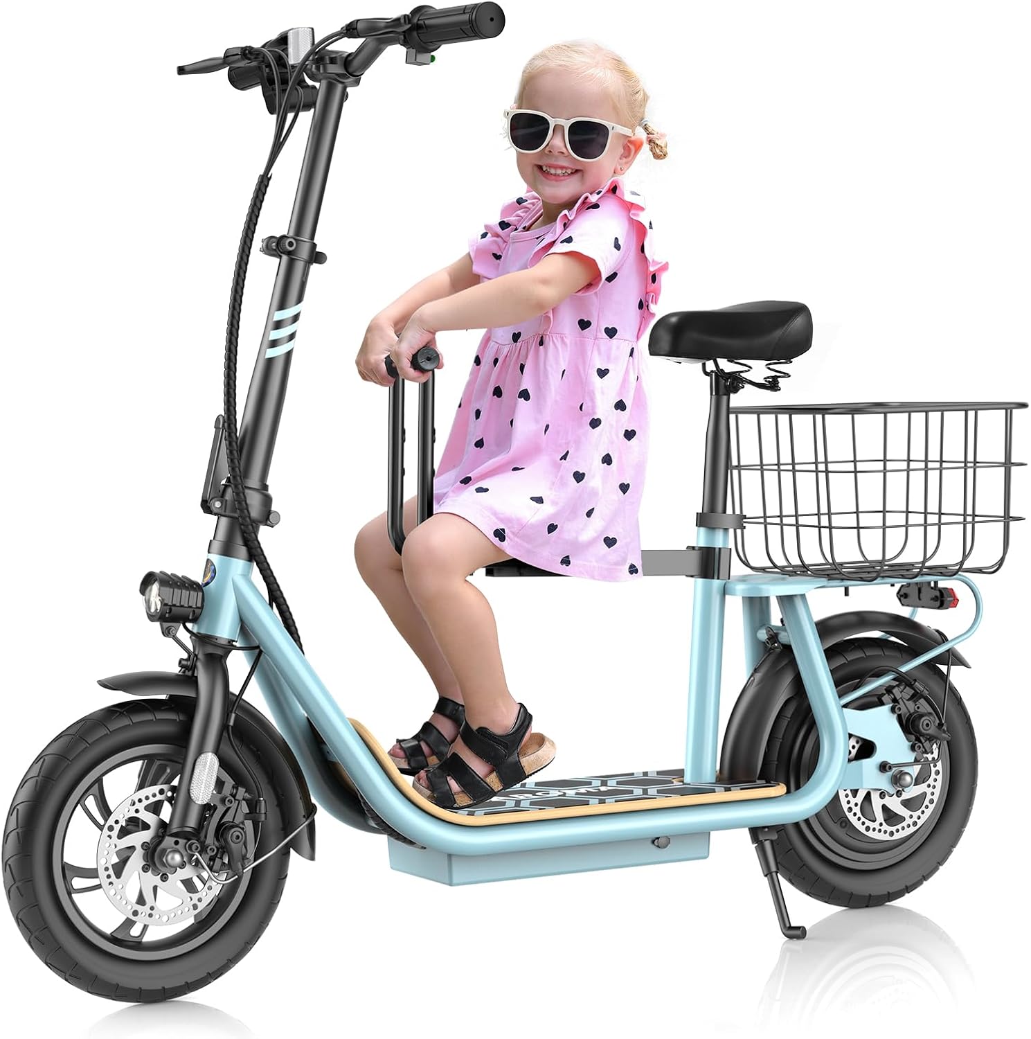 Caroma Peak Electric Scooter for Adults with Child Seat & Basket