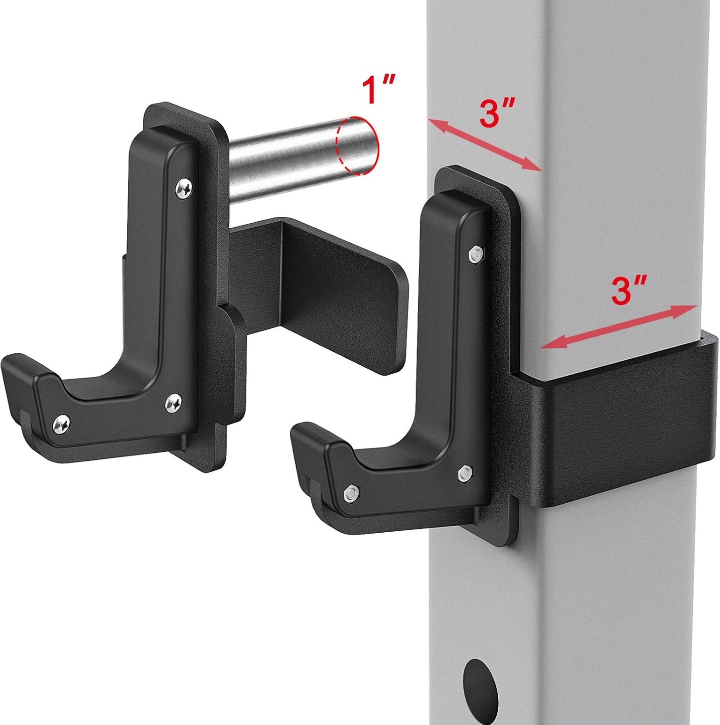 SELEWARE Solid Steel J Hooks for Power Cage - Secure Barbell Holder