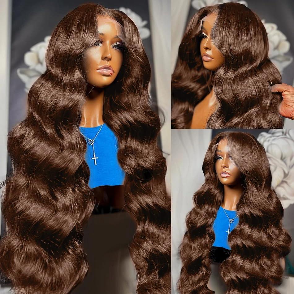 200 Density 13X6 Chocolate Brown Body Wave Lace Front Wigs