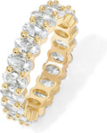 PAVOI 14K Gold Plated Oval CZ Love Ring - Stackable 5mm Elegance