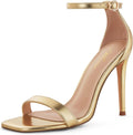 Women's 4 IN Square Open Toe Ankle Strap Stiletto Heels - Trendy