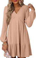 Dokotoo Fall Dresses for Women 2025 V Neck Ribbed Knit Mini Dress Line