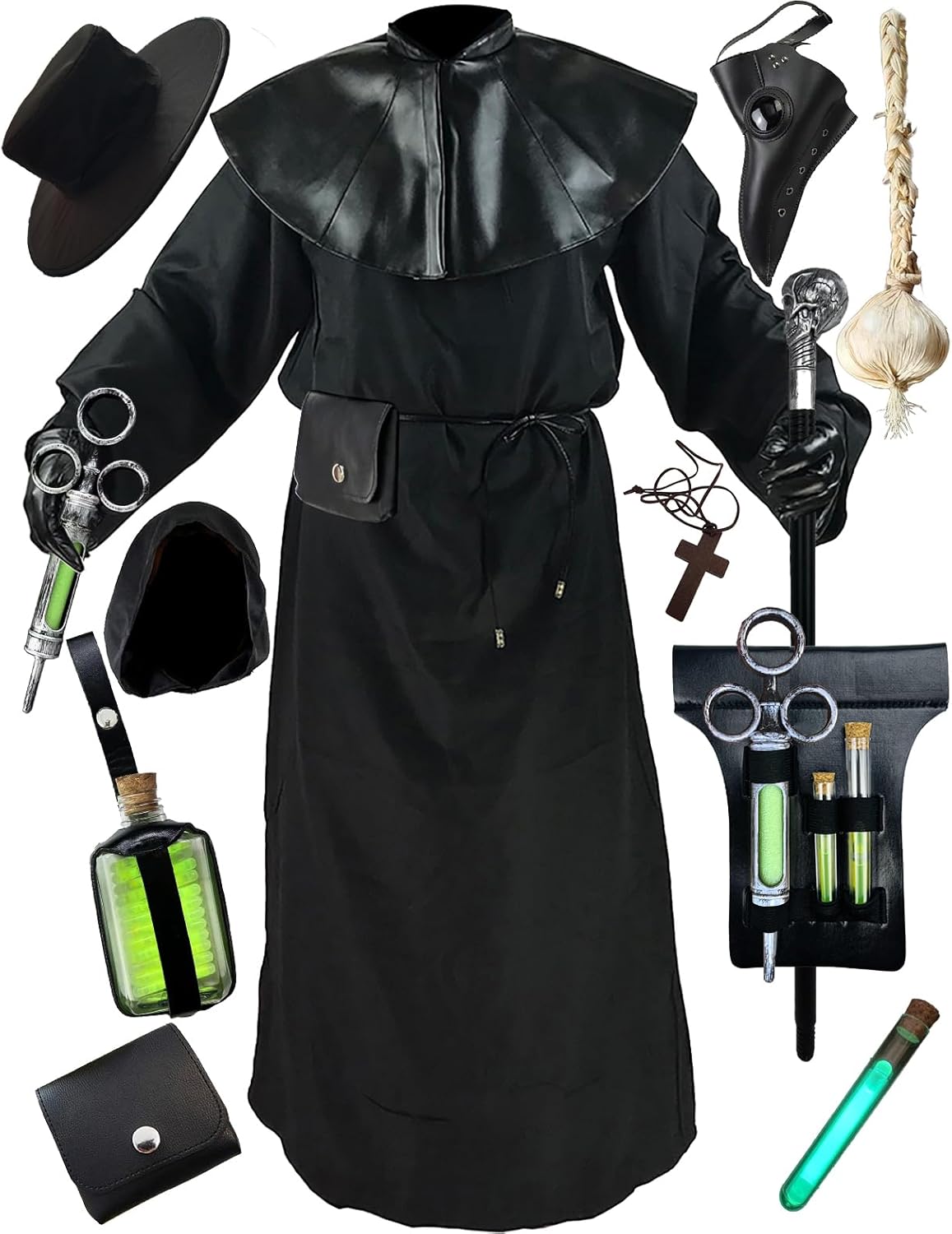Plague Doctor Costume Cloak Robe for Halloween and Cosplay