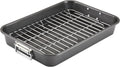 Farberware Bakeware Nonstick Steel Roaster with Flat Rack - Durable
