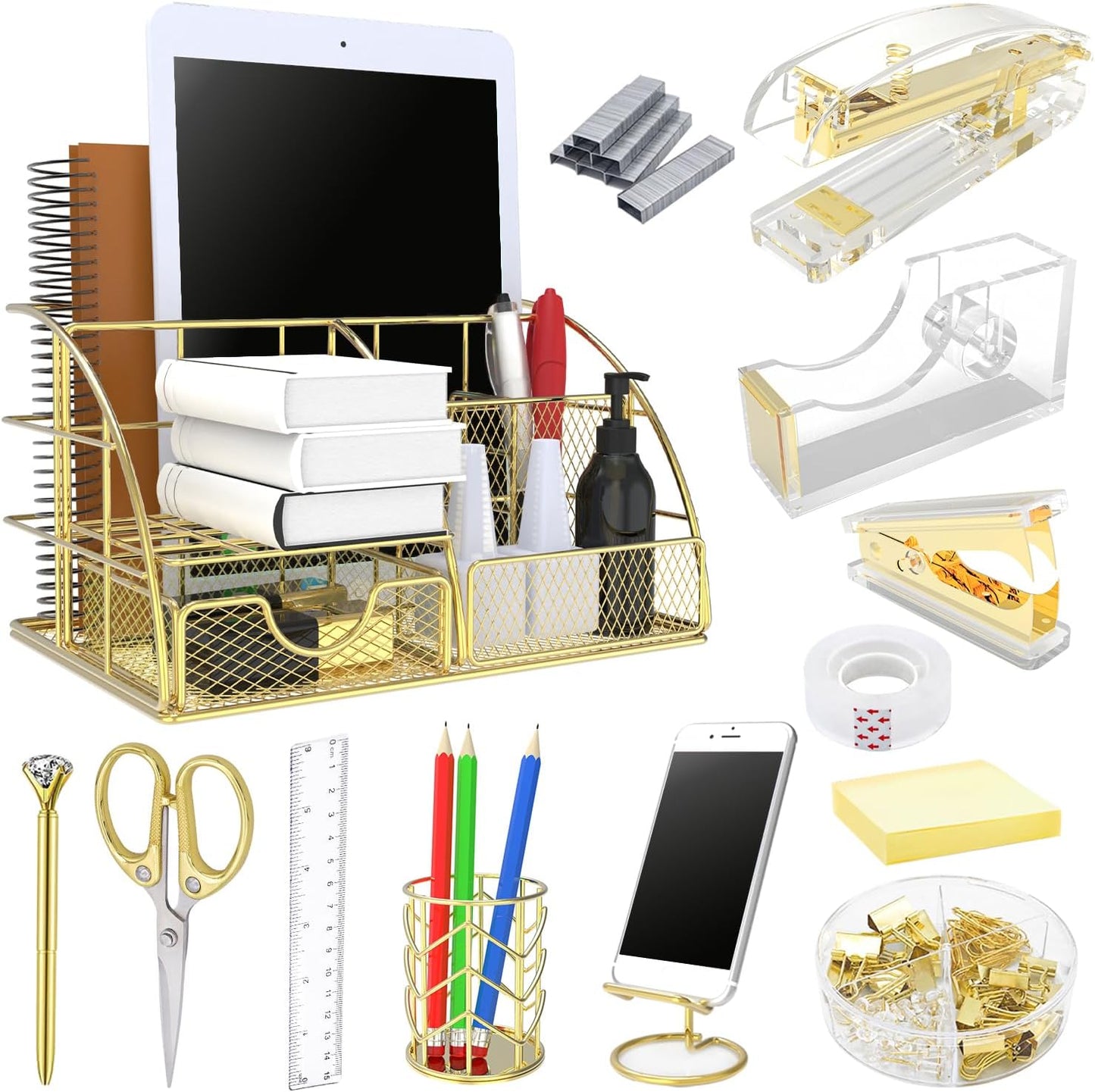 Rose Gold Desk Organizer Set - 13PCS YOLOZAI