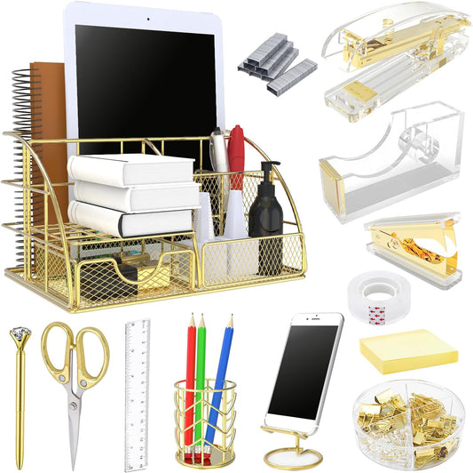 Rose Gold Desk Organizer Set - 13PCS YOLOZAI
