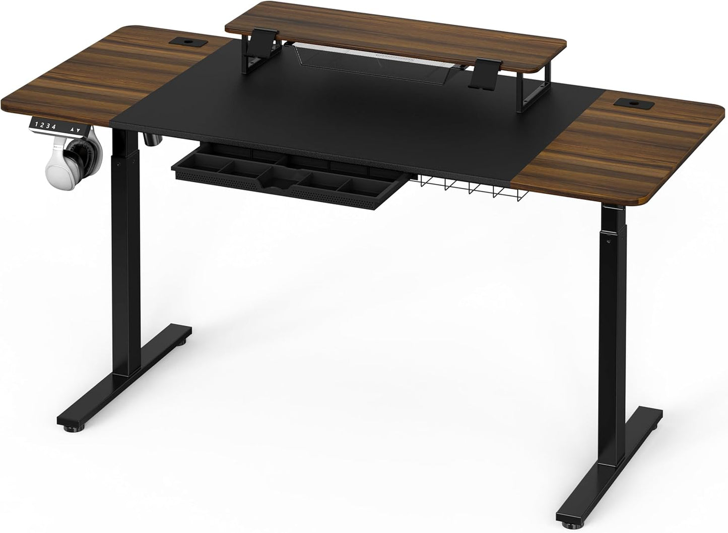 Extra Large Electric Standing Desk, Walnut Finish