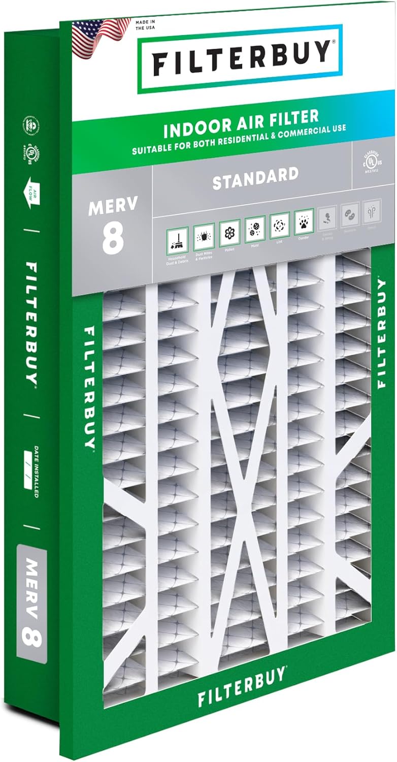 Filterbuy 16x25x5 Air Filter MERV 8 for Dust and Allergies