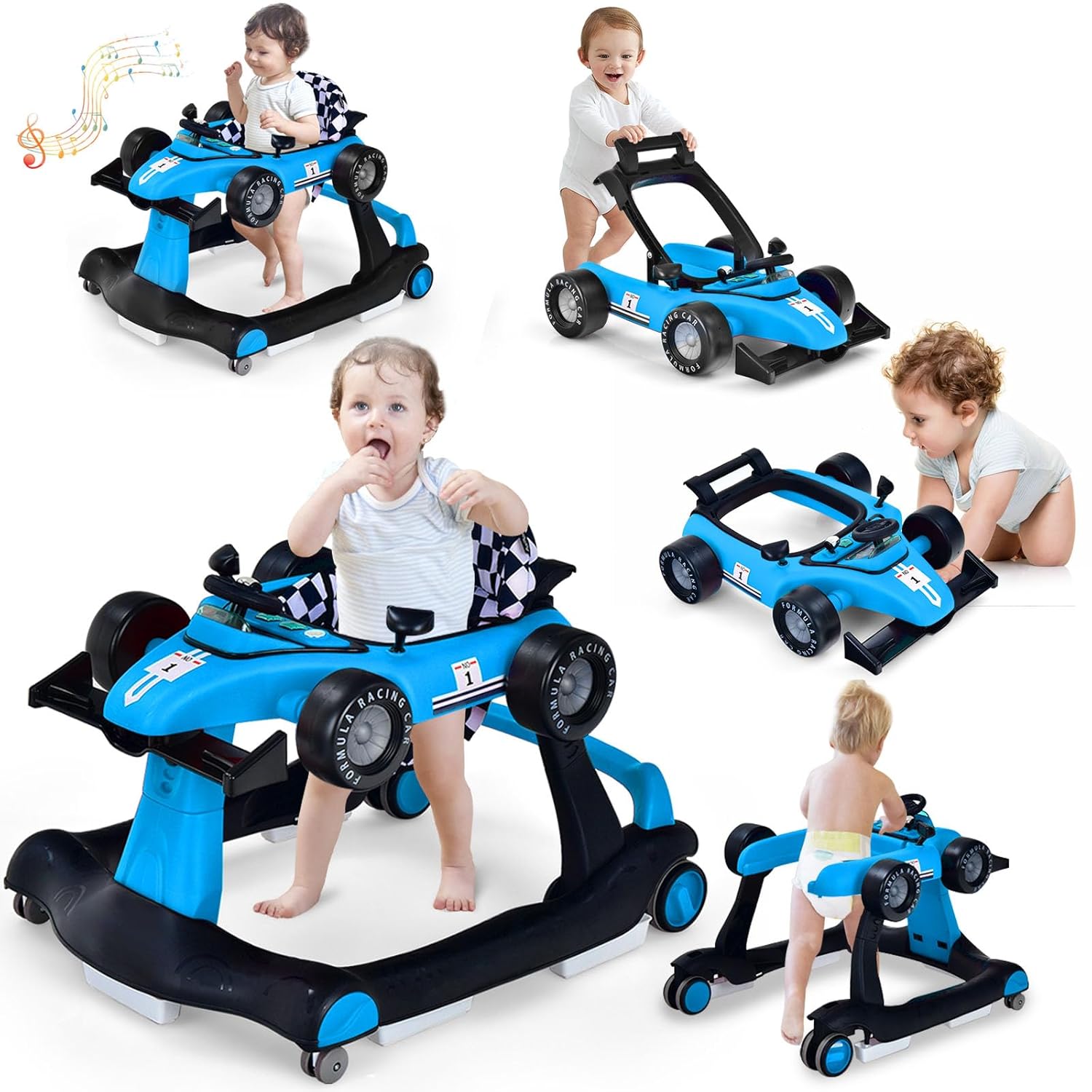 5-in-1 Baby Walker with Adjustable Height & Speed for Infants