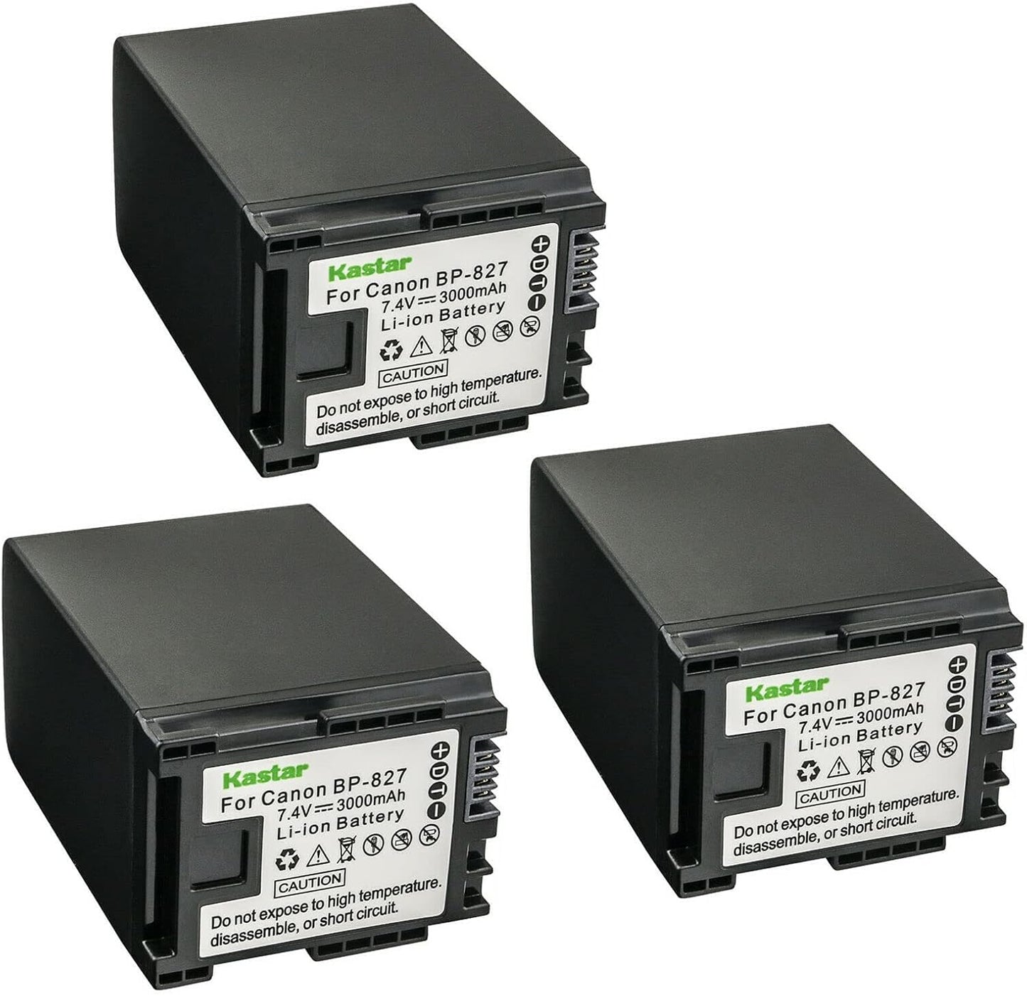 Kastar 3-Pack BP-827 Battery for Canon Vixia Camcorders