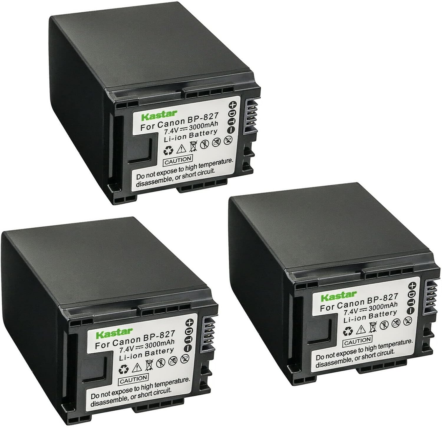 Kastar 3-Pack BP-827 Battery for Canon Vixia Camcorders