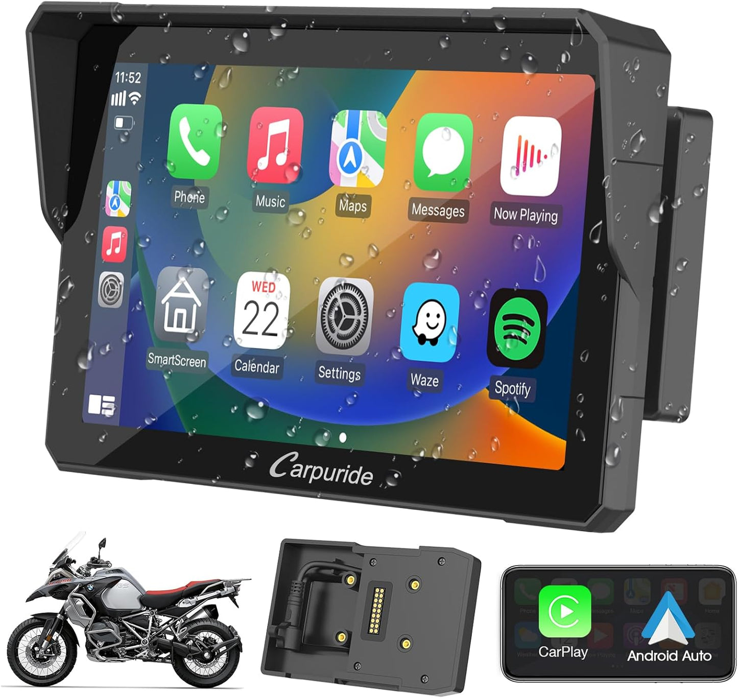 Carpuride W702B Motorcycle Carplay Screen for BMW Motorcycles