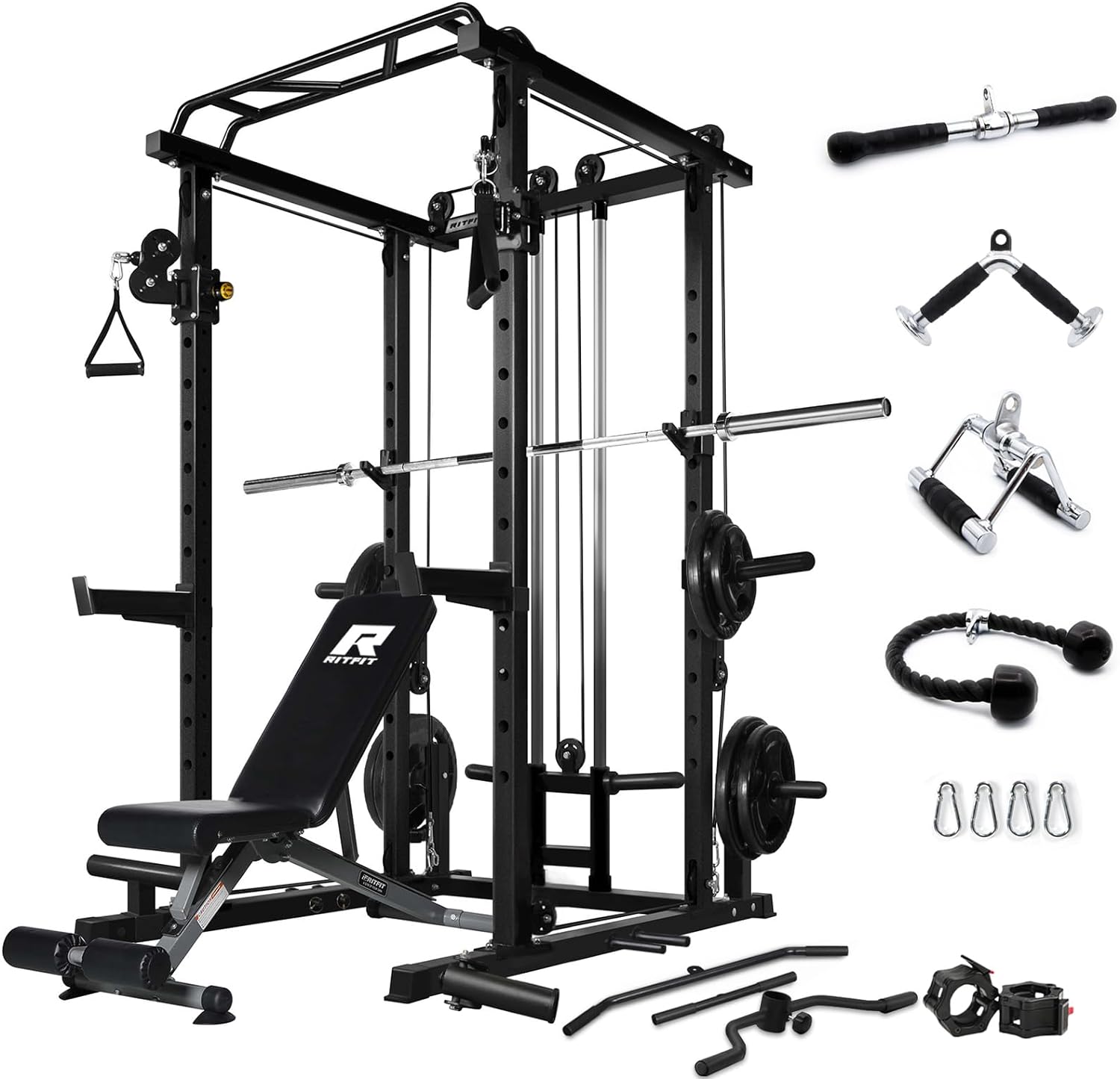 RitFit Power Cage: Cable Crossover System & 1000LBS Capacity