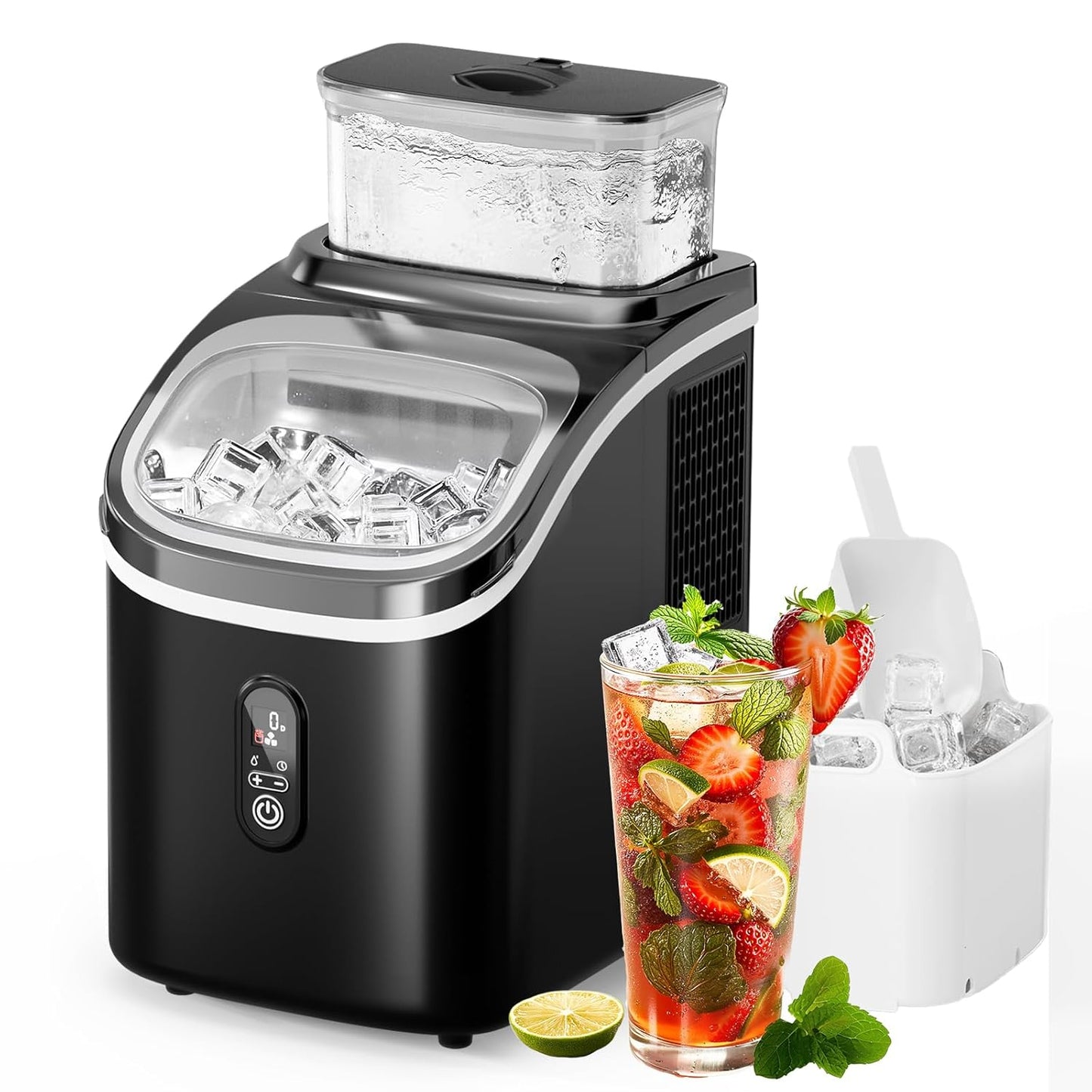 Countertop Ice Cube Maker with External Water Tank for Home