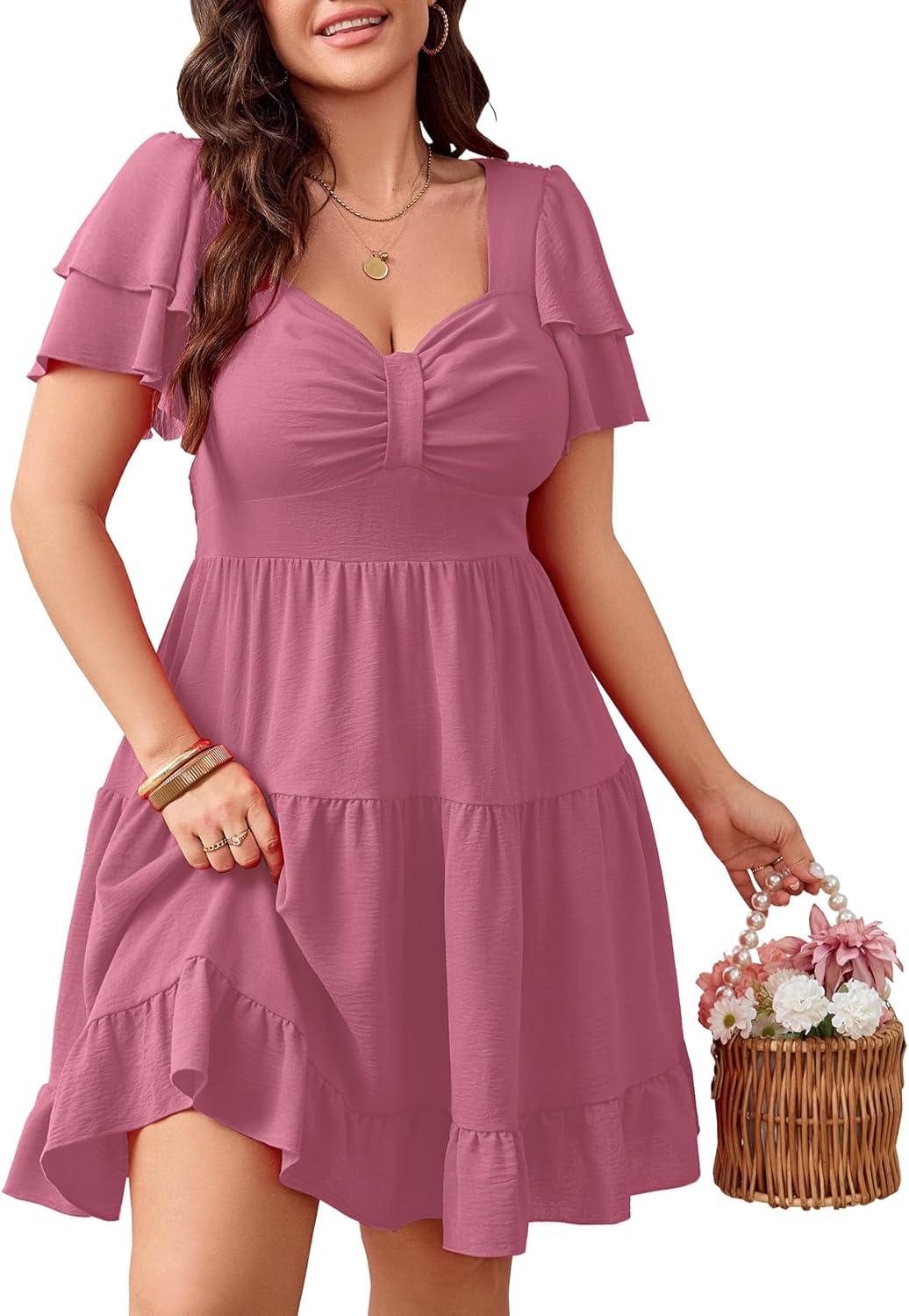 SCOMCHIC Plus Size Summer Dresses for Women - Sweetheart Neckline