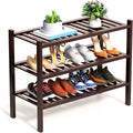 3 Tier Bamboo Shoe Rack for Closet - Stackable Wood Organizer