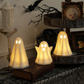 Light Up Ghost Halloween Decor 3 Pack - Timer Ceramic Ghosts