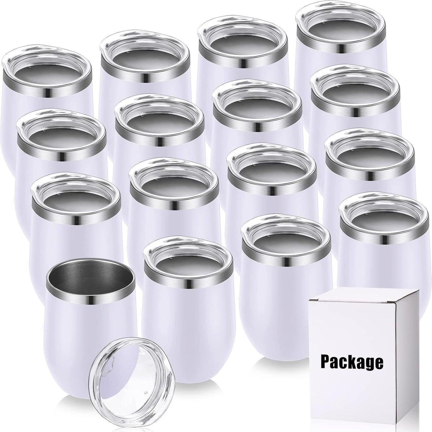 16 Pack Stainless Steel Wine Tumblers for Outdoor Travel Use