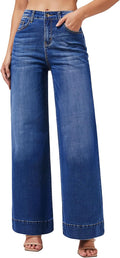 Women's Wide Leg Jeans High Waisted Stretchy Baggy Loose