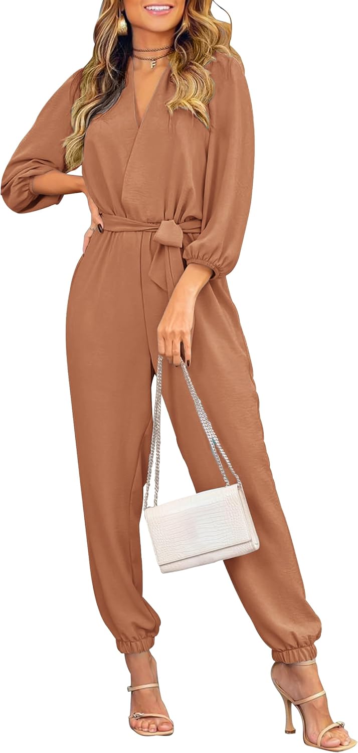 PRETTYGARDEN Women's Fall Jumpsuits for Dressy Casual Style