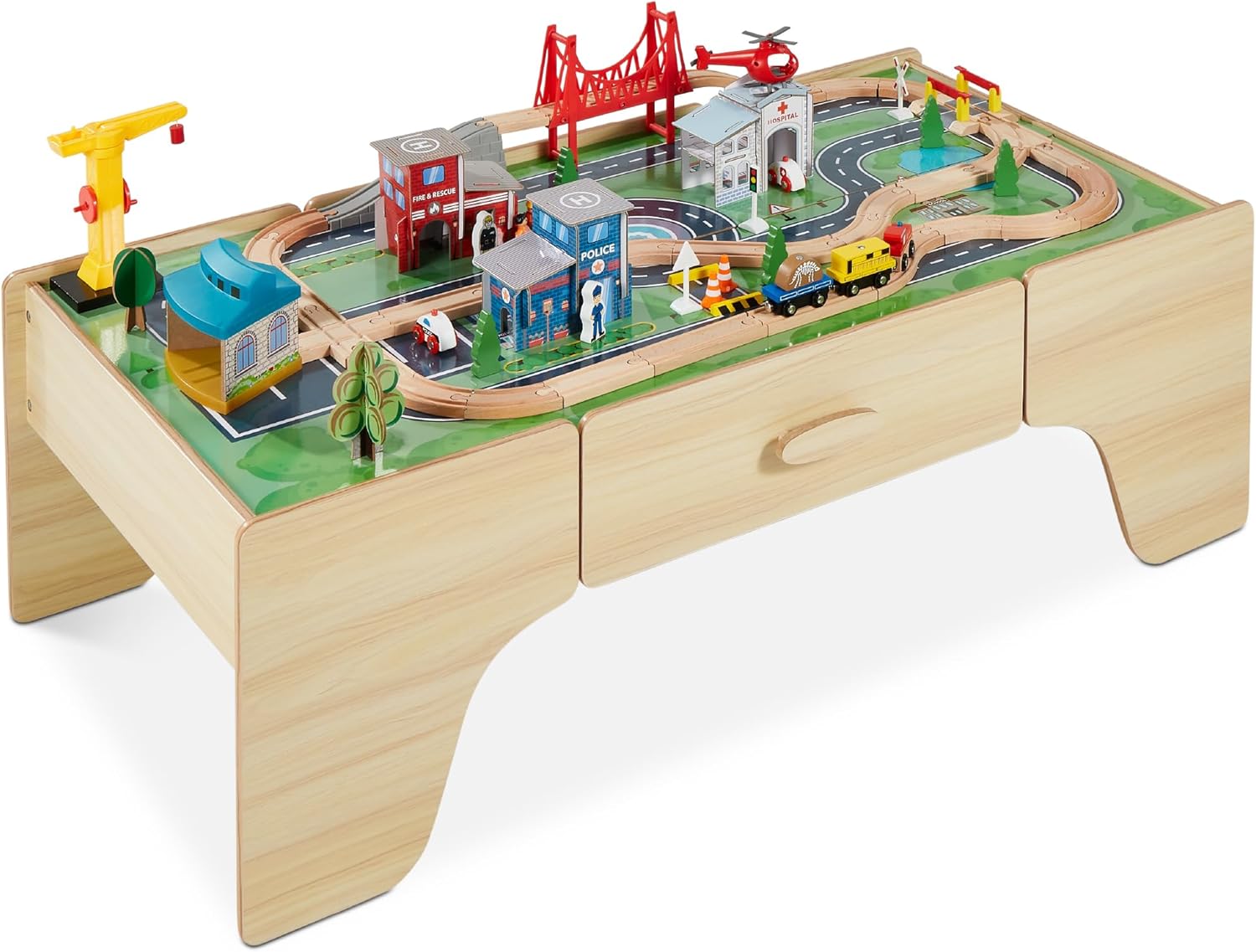 Best Choice Products Large 50in Train Table for Kids Playtime