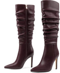 COLETER Knee High Stiletto Boots Pointed Toe - Sleek 4in Heel