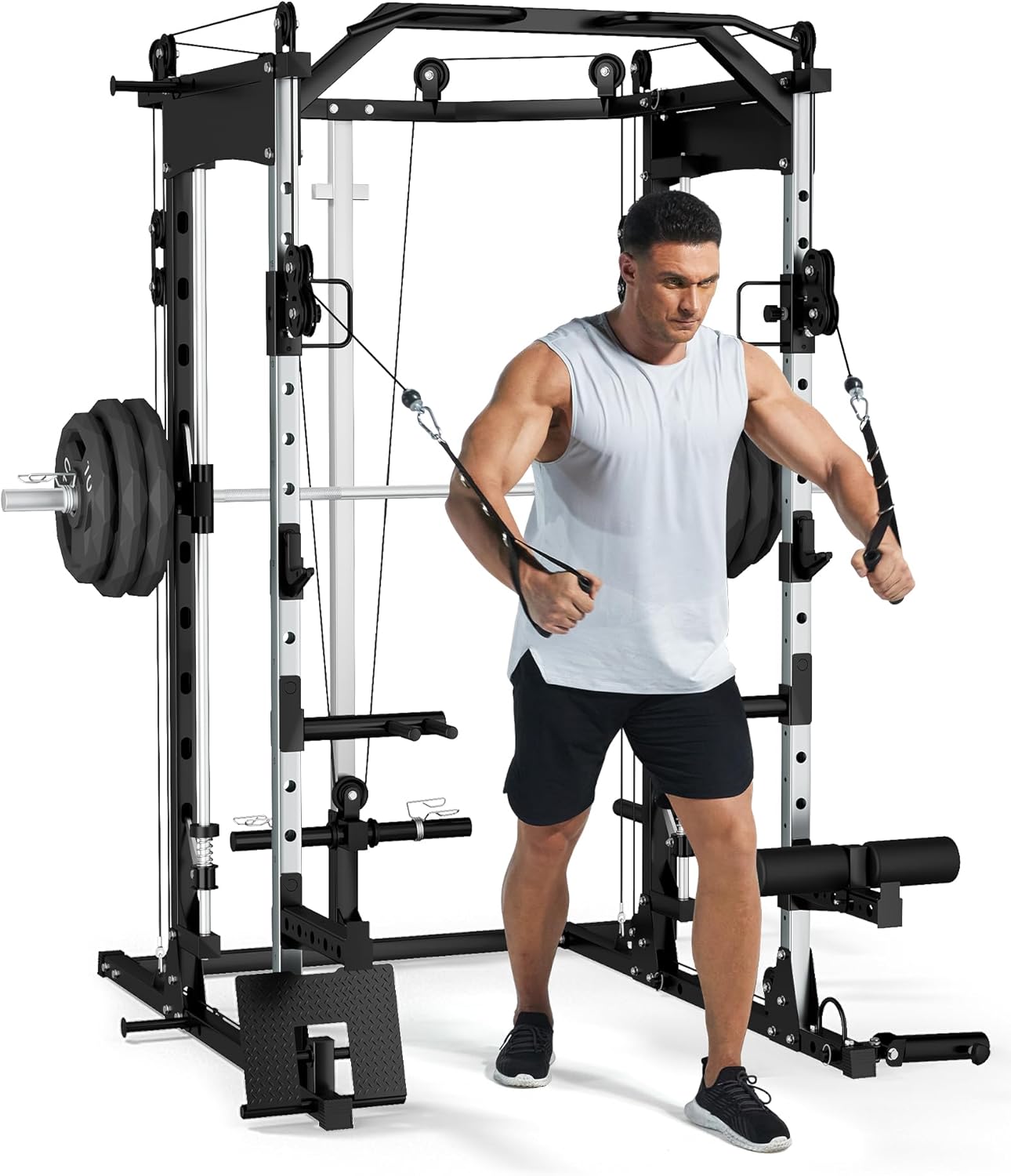 HOMLANE Multi-Function Smith Machine: 2200lbs Capacity, Cable System