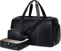 Wogarl 3PCS Leather Weekender Bag for Women Men - Large Carry On