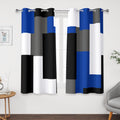 Blue Gray 100% Blackout Curtains 42Wx45L - Modern Geometric Room