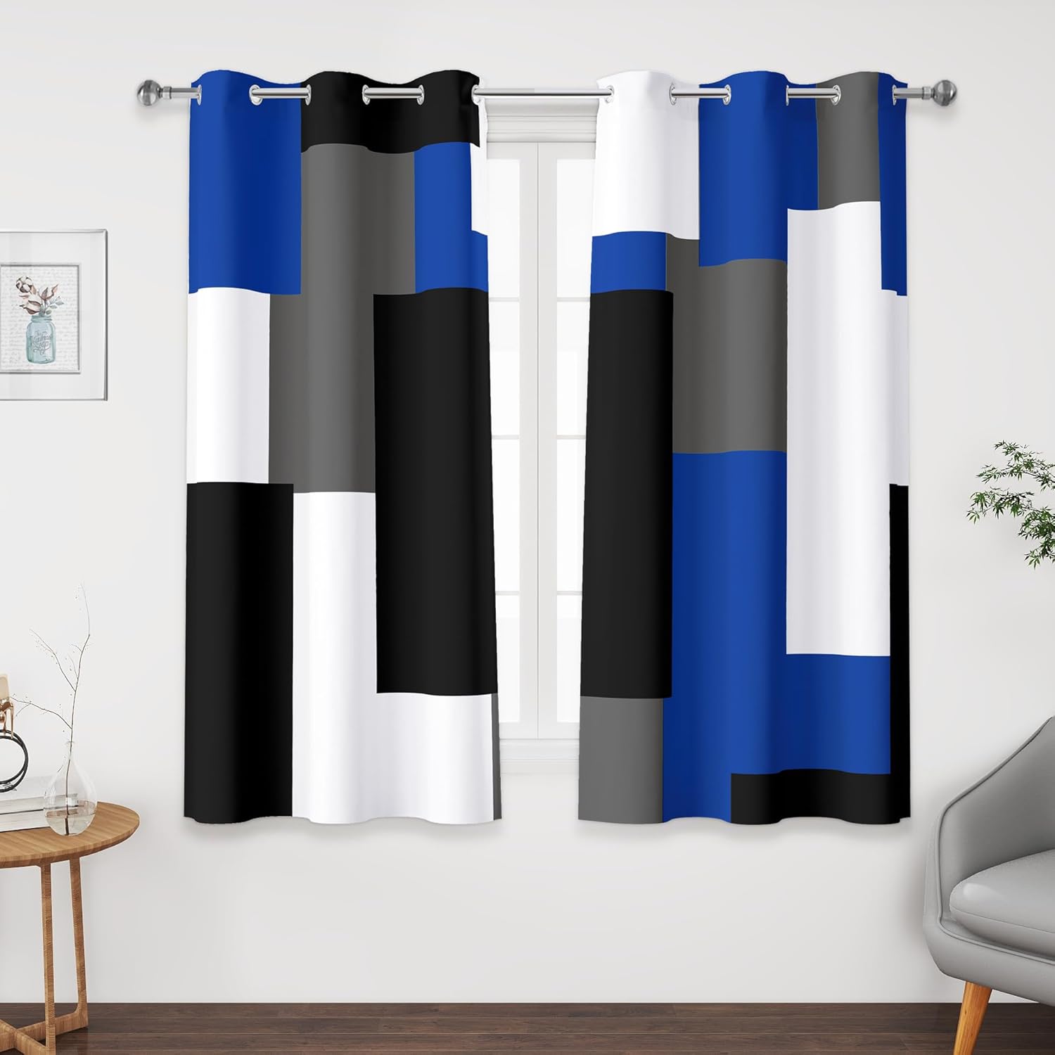 Blue Gray 100% Blackout Curtains for Modern Home Decor