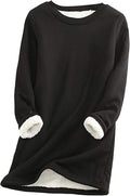 Yeokou Fleece Crewneck Sweatshirt with Soft Sherpa Lining for Women