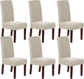 Stretch Dining Chair Covers Set of 6 - Checked Jacquard Slipcovers