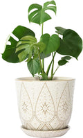 Gepege 10 Inch Creamy White Ceramic Plant Pot with Drainage Holes