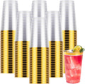Goodluck 14oz Gold Plastic Cups 200PCS - Disposable Gold Rim Tumblers