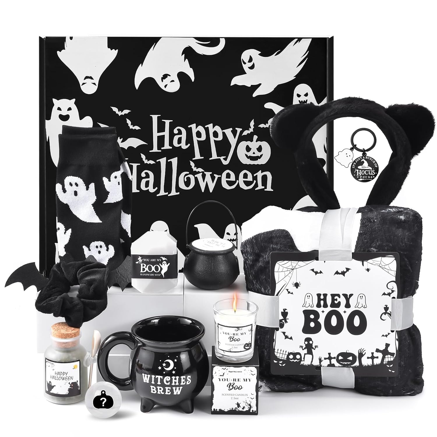 Boo Basket Stuffers for Women Teens - 9Pcs Halloween Gift Set