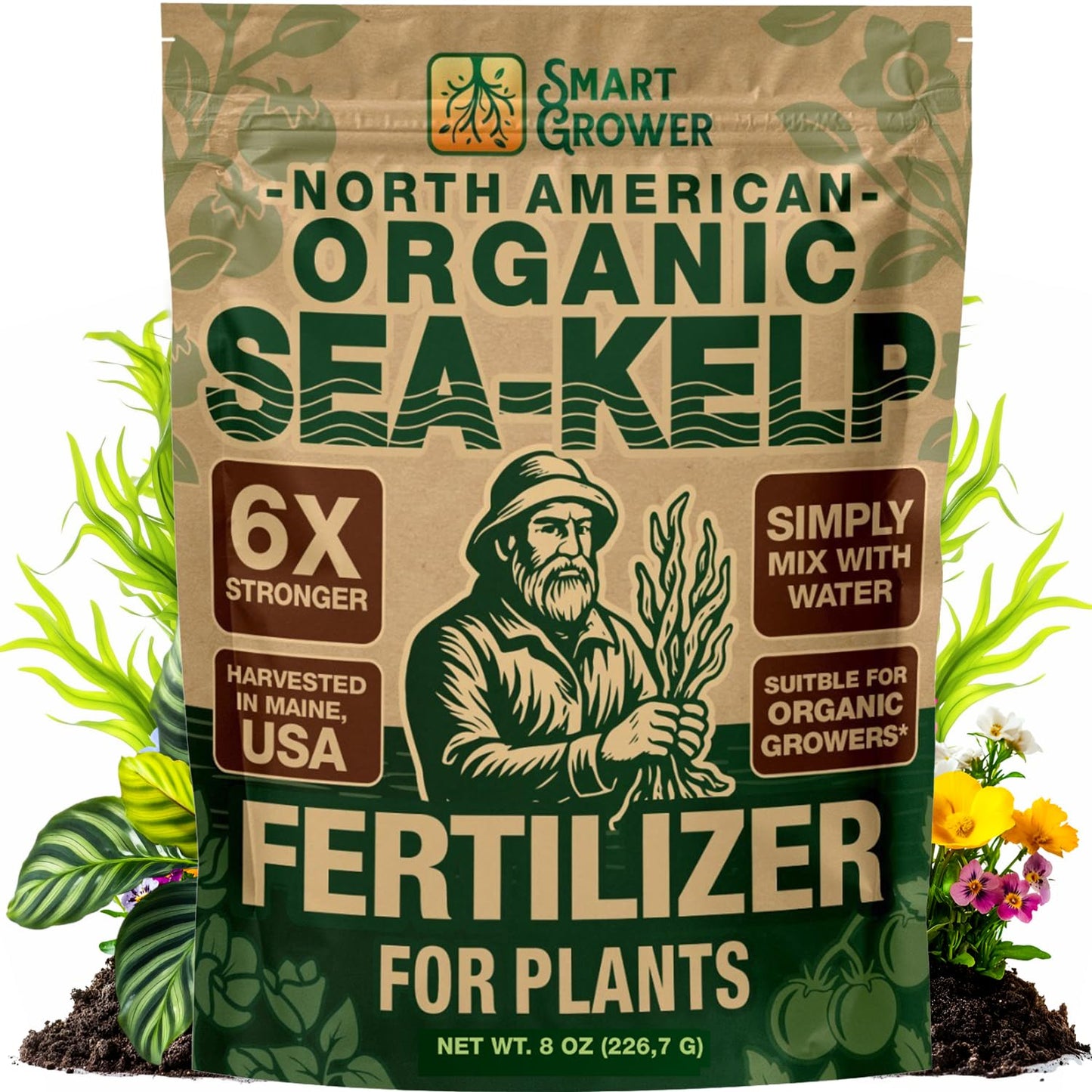 Organic Sea Kelp Fertilizer for Indoor Gardens and Hydroponics