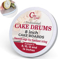 Cakebon Cake Boards 8 in - Sturdy 1/2 in Thick White 12-Pack