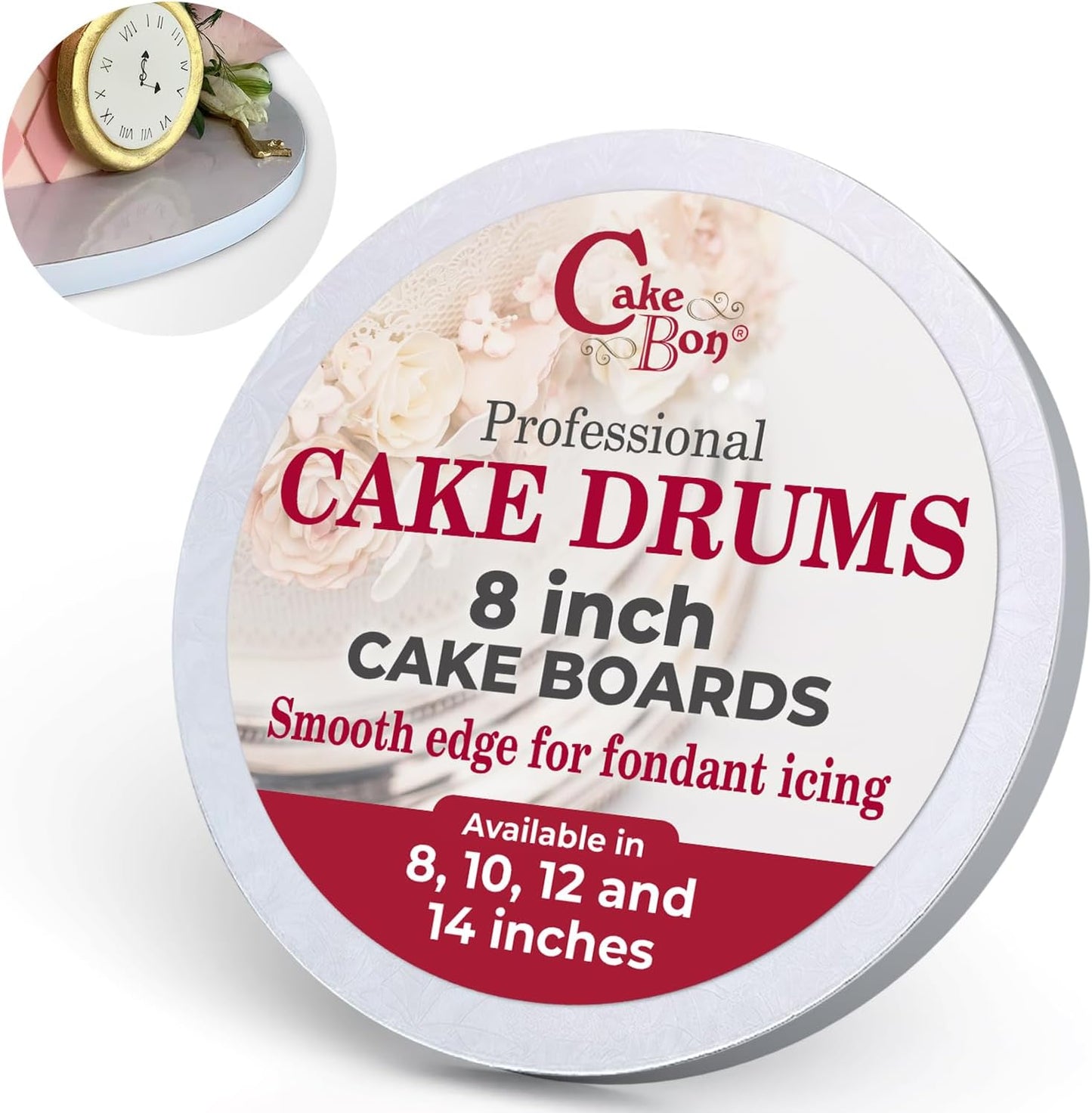 8 Inch Cake Boards - Sturdy 1/2 Thick Drums for Baking