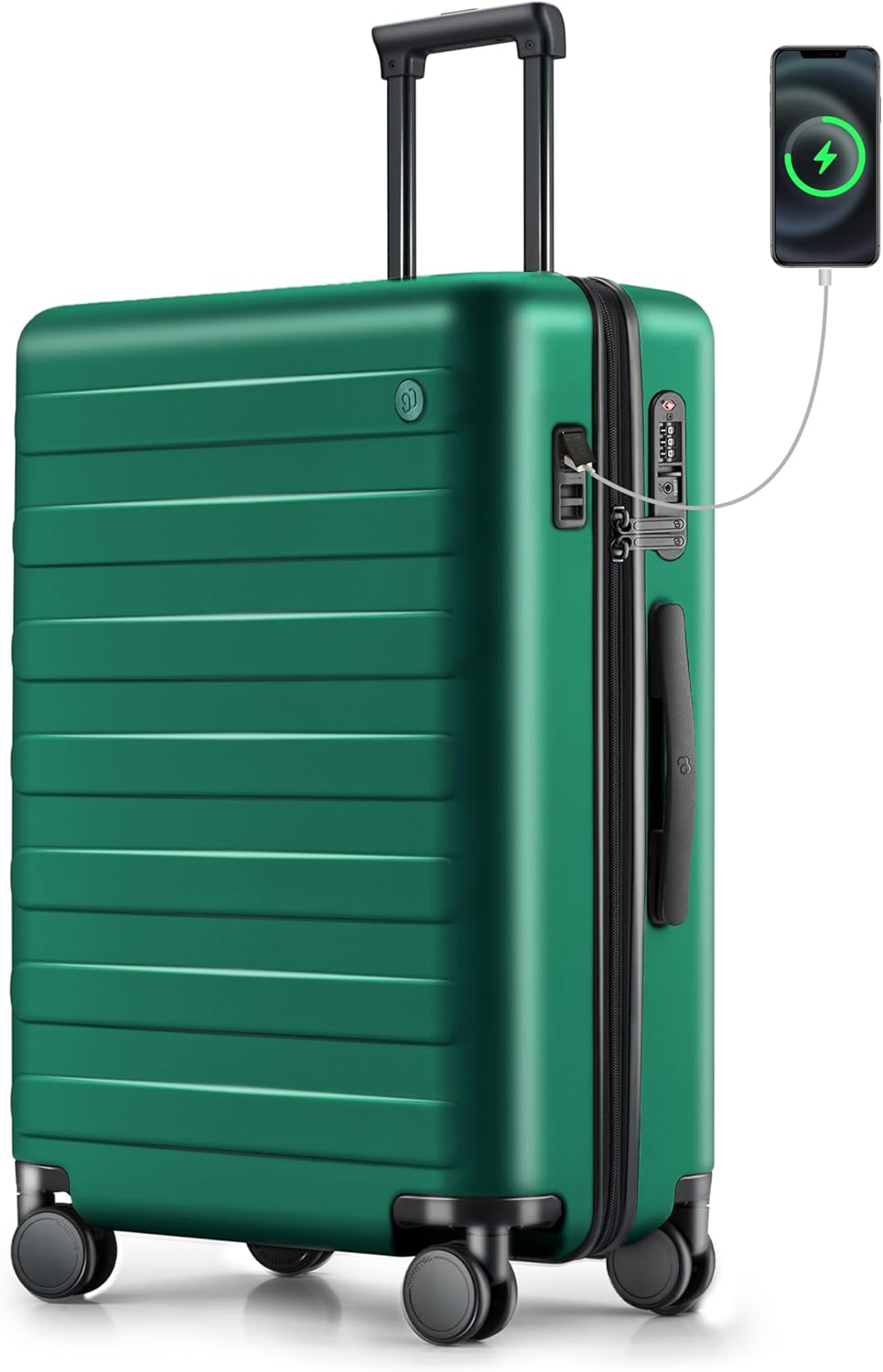 Medium Checked Luggage 24 Inch with USB Port and Spinner Wheels