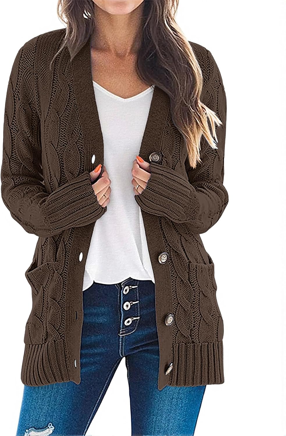 MEROKEETY Women's Cable Knit Cardigan for Cozy Fall Style