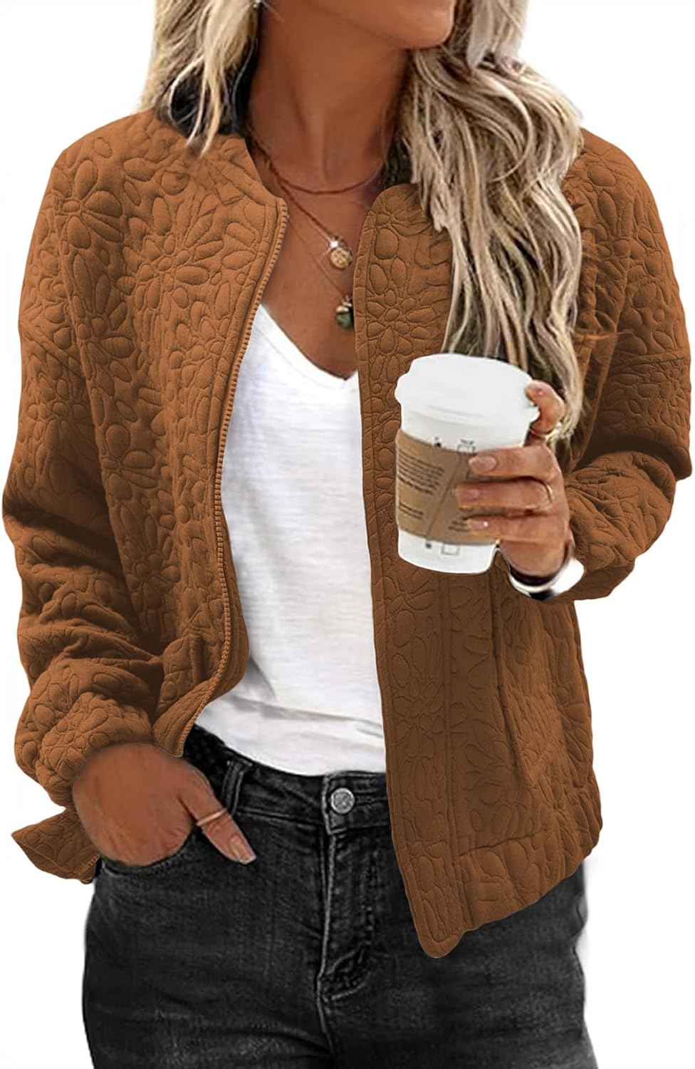 EVALESS Bomber Jackets for Women - Lightweight Zip Up Coats